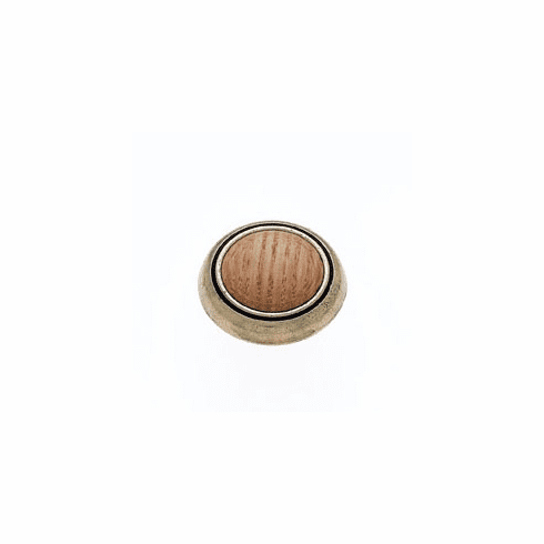 JVJ 44434 Vintage Collection Polished Brass/Oak Finish 1 " Alloy Knob with Insert, Composition Zamac/Wood