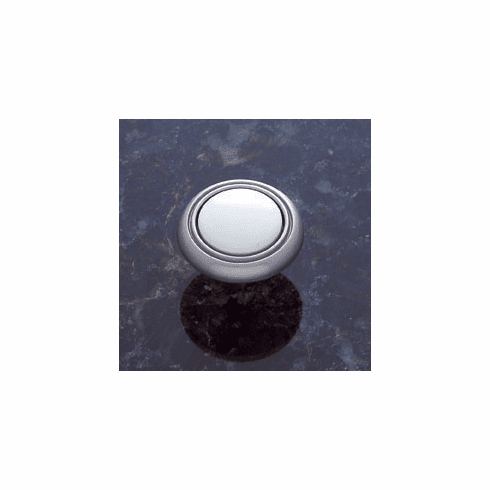 JVJ 44446 Vintage Collection Satin Nickel Finish 1-1/4” Knob w/White Porcelain Insert/Porcelain