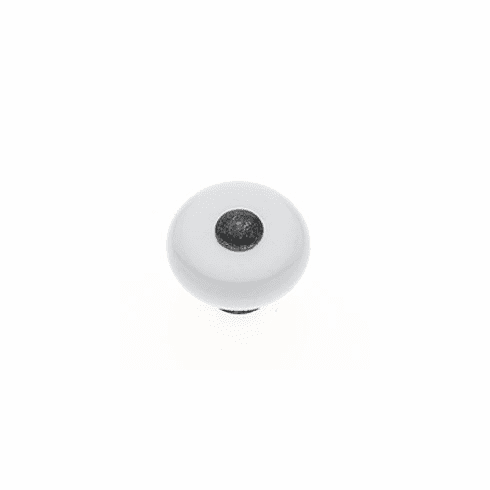 JVJ 45305 White Ceramic/Antique Brass Finish 1 ?" Alloy Knob with Antique Brass Center, Composition Zamac