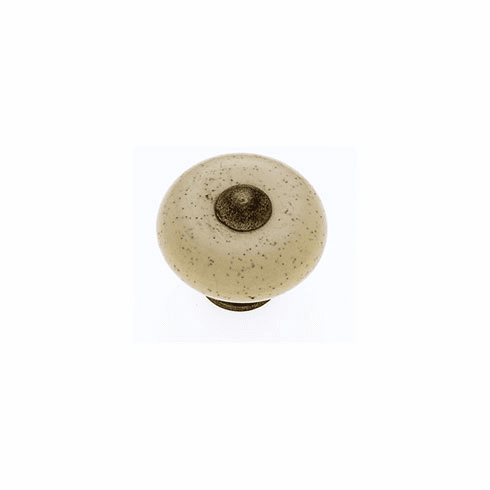 JVJ 45434 Speckled Ceramic/Antique Brass Finish 1 ?" Alloy Knob with Antique Brass Center, Composition Zamac/Ceramic