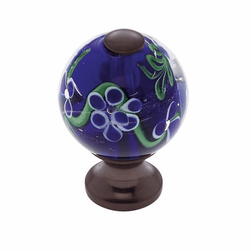 JVJ 45712-D 30 mm Blue Knob w/Flowers Old World Bronze