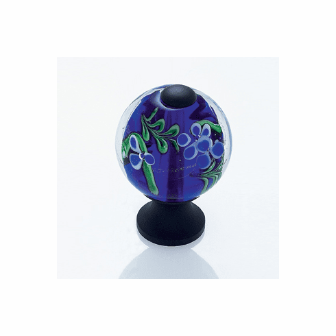 JVJ 45720 Murano Collection Oil Rubbed Bronze Finish 30 mm Blue Flowers Round Glass Knob, Glass and Solid Brass