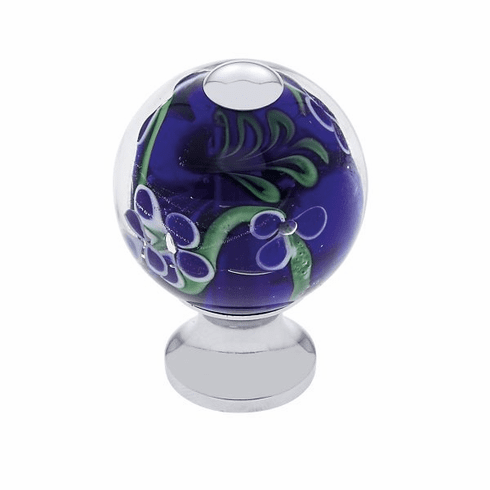 JVJ 45726-D 30 mm Blue Knob w/Flowers Polished Chrome
