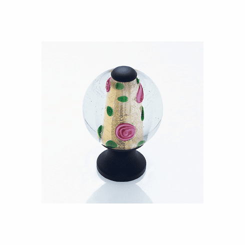 JVJ 47120 Murano Collection Oil Rubbed Bronze Finish 30 mm Clear w/Yellow, Purple and Green Round Glass Knob, Glass and Solid Brass