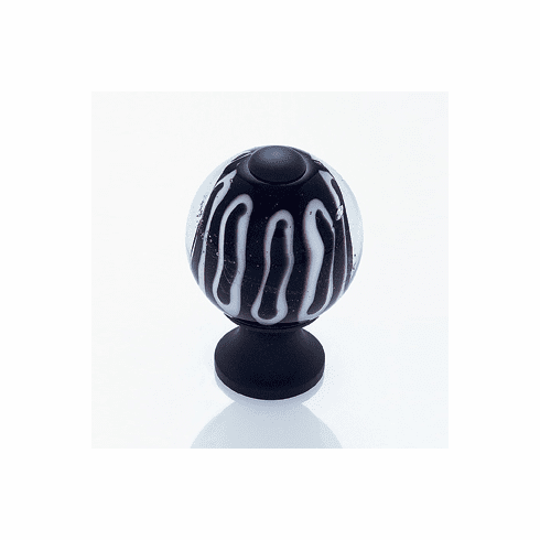 JVJ 47420 Murano Collection Oil Rubbed Bronze Finish 30 mm Clear w/Zebra Stripes Round Glass Knob, Glass and Solid Brass