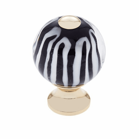 JVJ 47424-D 30 mm Clear Knob w/Stripes 24k Gold