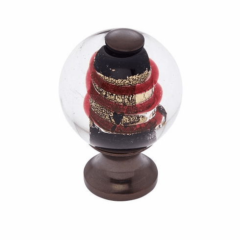 JVJ 47512-D 30 mm Clear Knob w/Red Old World Bronze