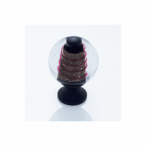 JVJ 47520 Murano Collection Oil Rubbed Bronze Finish 30 Clear w/Twisted Red and Gold Round Glass Knob, Glass and Solid Brass