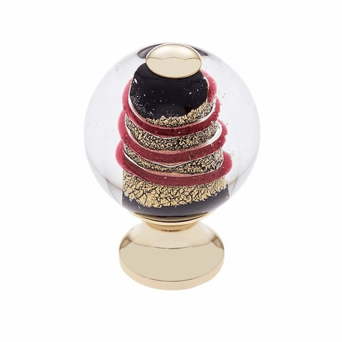 JVJ 47524-D 30 mm Clear Knob w/Red 24k Gold