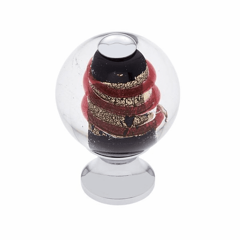 JVJ 47526-D 30 mm Clear Knob w/Red Polished Chrome