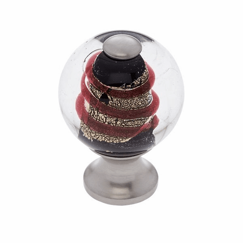 JVJ 47546-D 30 mm Clear Knob w/Red Satin Nickel