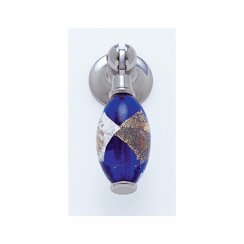 JVJ 47714 Murano Collection Polished Nickel Finish 30 mm Blue w/Gold and Silver Pendant Drop Pull, Glass and Solid Brass
