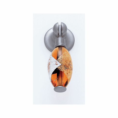 JVJ 47846 Murano Collection Satin Nickel Finish 30 mm Orange w/Gold and Silver Pendant Drop Pull, Glass and Solid Brass