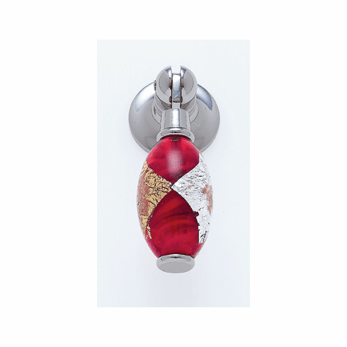 JVJ 48114 Murano Collection Polished Nickel Finish 30 mm Red w/Gold and Silver Pendant Drop Pull, Glass and Solid Brass
