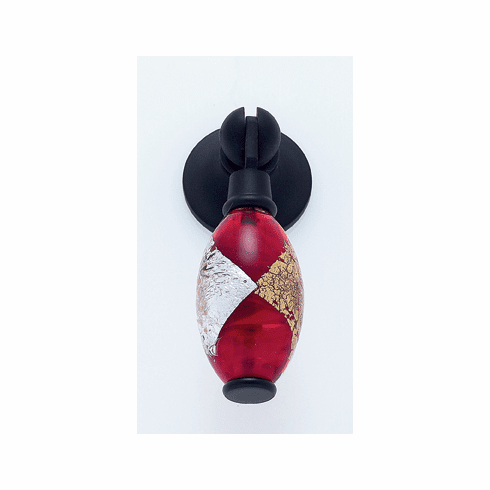 JVJ 48120 Murano Collection Oil Rubbed Bronze Finish 30 mm Red w/Gold and Silver Pendant Drop Pull, Glass and Solid Brass