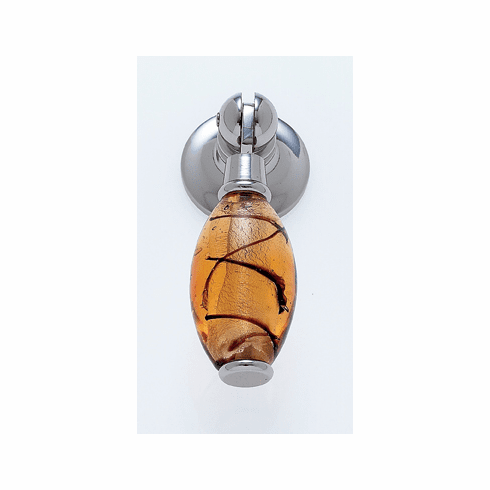 JVJ 48314 Murano Collection Polished Nickel Finish 30 mm Gold w/Black Stripes Pendant Drop Pull, Glass and Solid Brass