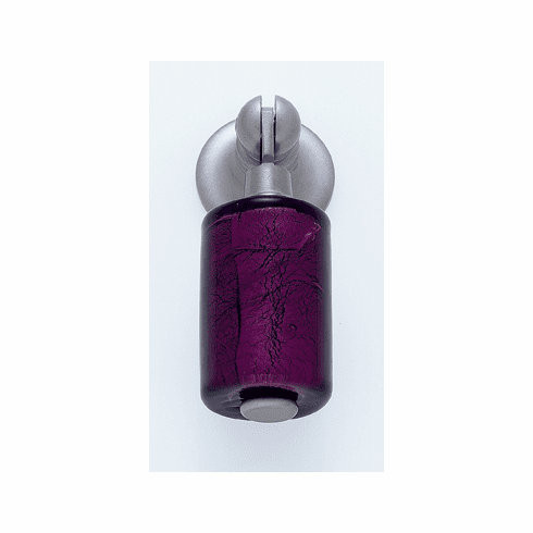 JVJ 48546 Murano Collection Satin Nickel Finish 30 mm Purple Pendant Drop Pull, Glass and Solid Brass