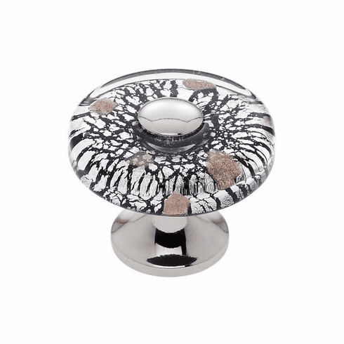 JVJ 48814-D 35 mm Clear Flat Round Knob Polished Nickel