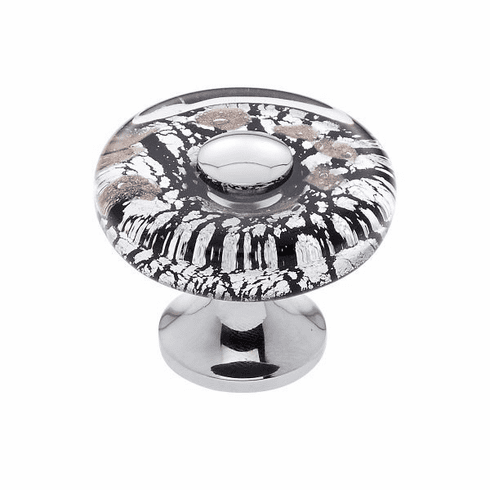JVJ 48826-D 35 mm Clear Flat Round Knob Polished Chrome