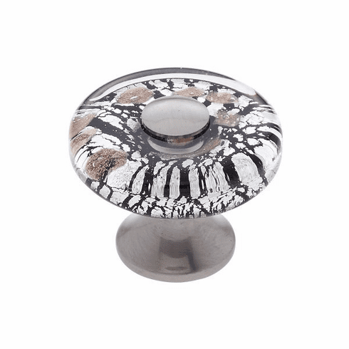 JVJ 48846-D 35 mm Clear Flat Round Knob Satin Nickel