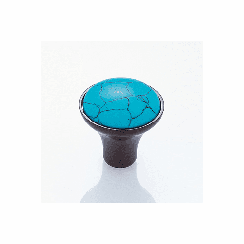 JVJ 49012 Murano Collection Old World Bronze Finish 30 mm Turquoise Knob, Solid Brass