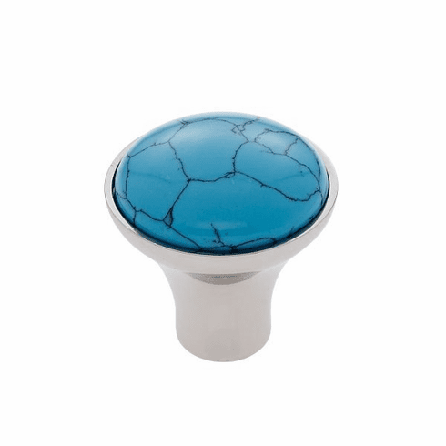 JVJ 49014-D 30 mm Turquoise Knob Polished Nickel