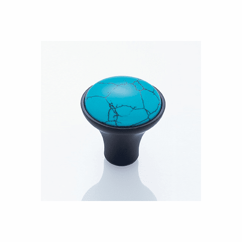 JVJ 49020 Murano Collection Oil Rubbed Bronze Finish 30 mm Turquoise Knob, Turquoise and Solid Brass