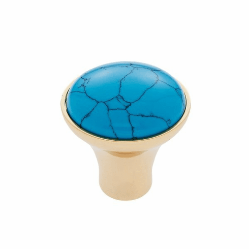 JVJ 49024-D 30 mm Turquoise Knob 24k Gold
