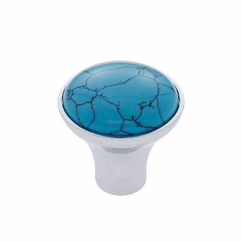 JVJ 49026-D 30 mm Turquoise Knob Polished Chrome