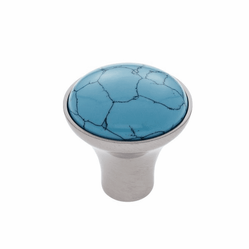 JVJ 49046-D 30 mm Turquoise Knob Satin Nickel