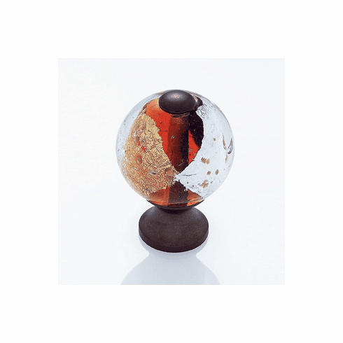 JVJ 49312 Murano Collection Old World Bronze Finish 30 mm Orange w/Gold and Silver Round Glass Knob, Glass and Solid Brass