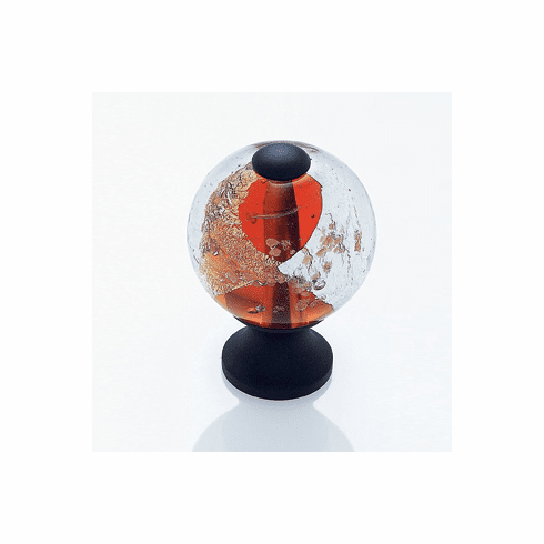 JVJ 49320 Murano Collection Oil Rubbed Bronze Finish 30 mm Orange w/Gold and Silver Round Glass Knob, Glass and Solid Brass