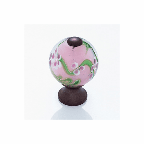 JVJ 49912 Murano Collection Old World Bronze Finish 30 mm Clear w/Purple Flowers Round Glass Knob, Glass and Solid Brass