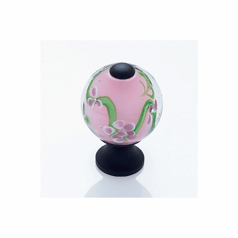 JVJ 49920 Murano Collection Oil Rubbed Bronze Finish 30 mm Clear w/Purple Flowers Round Glass Knob, Glass and Solid Brass