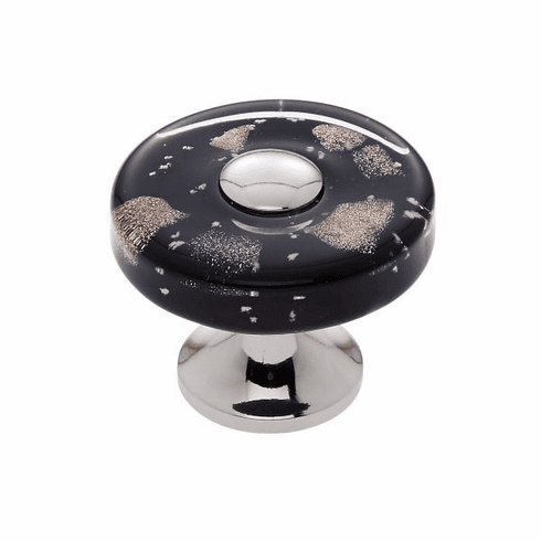 JVJ 50014-D 35 mm Black Flat Round Knob Polished Nickel