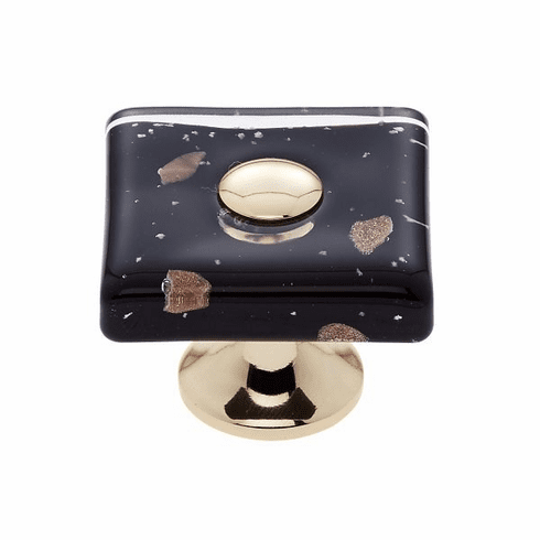 JVJ 50124-D 35 mm Black Flat Square Knob 24k Gold