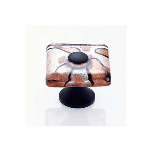 JVJ 50420 Murano Collection Oil Rubbed Bronze Finish 35 mm Silver and Gold Flat Square Glass Knob, Glass and Solid Brass