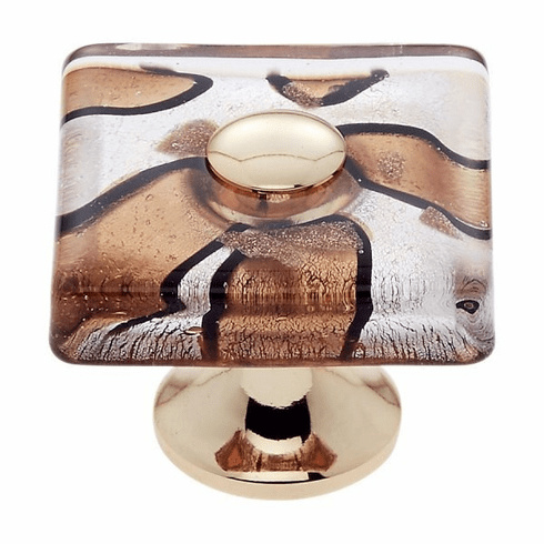 JVJ 50424-D 35 mm Silver Flat Square Knob 24k Gold