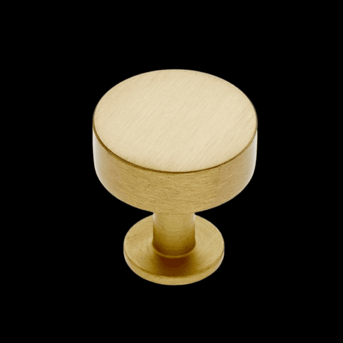 JVJ 51504 Plateau Collection Satin Brass Finish 30 mm Flat Round Knob, Solid Brass