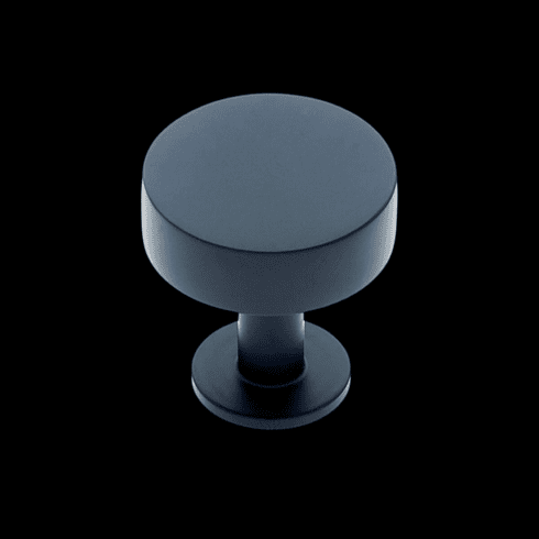 JVJ 51514 Plateau Collection Matte Black Finish 30 mm Flat Round Knob, Solid Brass
