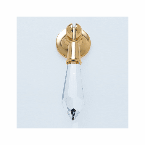 JVJ 51724 Pure Elegance Collection 24K Gold Plated Finish 31% Leaded Crystal Tapered 2-3/4" Baguette Pendant Pull, Leaded Crystal and Solid Brass