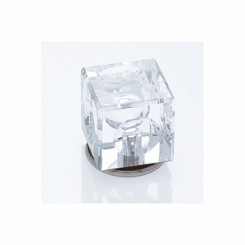 JVJ 51914 Pure Elegance Collection Polished Nickel Finish 31% Leaded 30 mm Crystal Square Knob, Leaded Crystal and Solid Brass