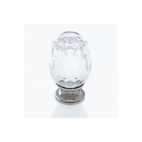JVJ 52514 Pure Elegance Collection Polished Nickel Finish 31% Leaded Crystal 30 mm Rose Knob, Leaded Crystal and Solid Brass