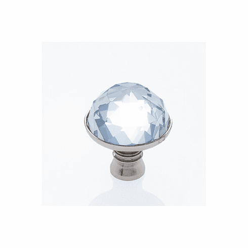 JVJ 52614 Pure Elegance Collection Polished Nickel Finish 31% Leaded Crystal 30 mm Half-European Cut Knob, Leaded Crystal and Solid Brass