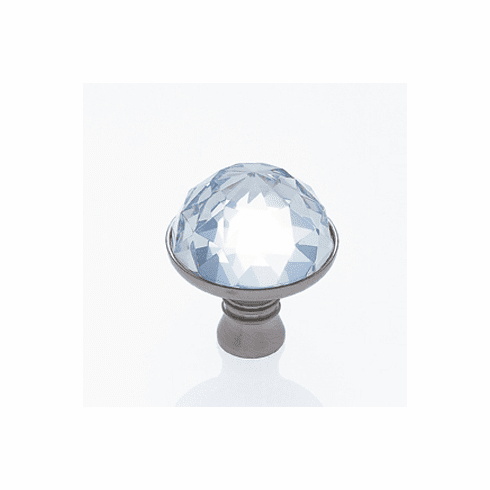 JVJ 52646 Pure Elegance Collection Satin Nickel Finish 31% Leaded Crystal 30 mm Half-European Cut Knob, Leaded Crystal and Solid Brass