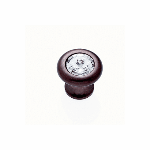 JVJ 52912 Pure Elegance Collection Old World Bronze Finish 31% Leaded Crystal 30 mm Half-Diamond Cut Knob, Leaded Crystal and Solid Brass