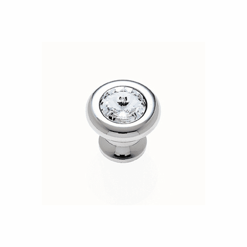 JVJ 52914 Pure Elegance Collection Polished Nickel Finish 31% Leaded Crystal 30 mm Half-Diamond Cut Knob, Leaded Crystal and Solid Brass
