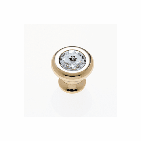 JVJ 52924 Pure Elegance Collection 24K Gold Plated Finish 31% Leaded Crystal 30 mm Half-Diamond Cut Knob, Leaded Crystal and Solid Brass