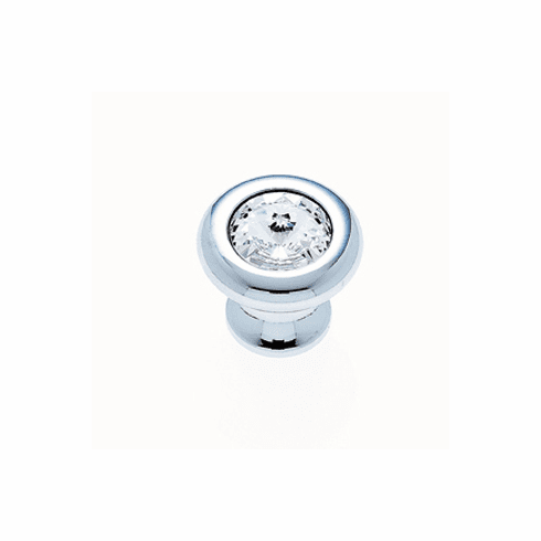 JVJ 52926 Pure Elegance Collection Polished Chrome Finish 31% Leaded Crystal 30 mm Half-Diamond Cut Knob, Leaded Crystal and Solid Brass