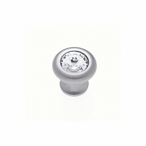 JVJ 52946 Pure Elegance Collection Satin Nickel Finish 31% Leaded Crystal 30 mm Half-Diamond Cut Knob, Leaded Crystal and Solid Brass